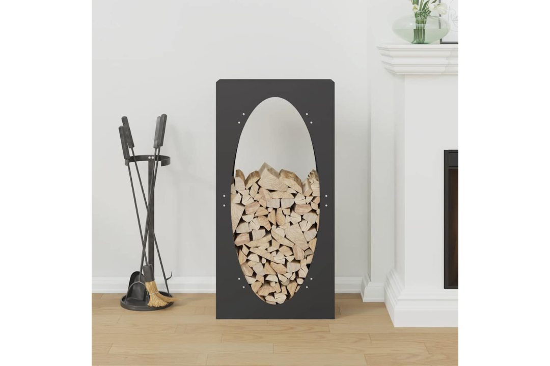 High-Quality Firewood Rack 50 x 23 x 100 cm in Black Made of Cold-Rolled Steel