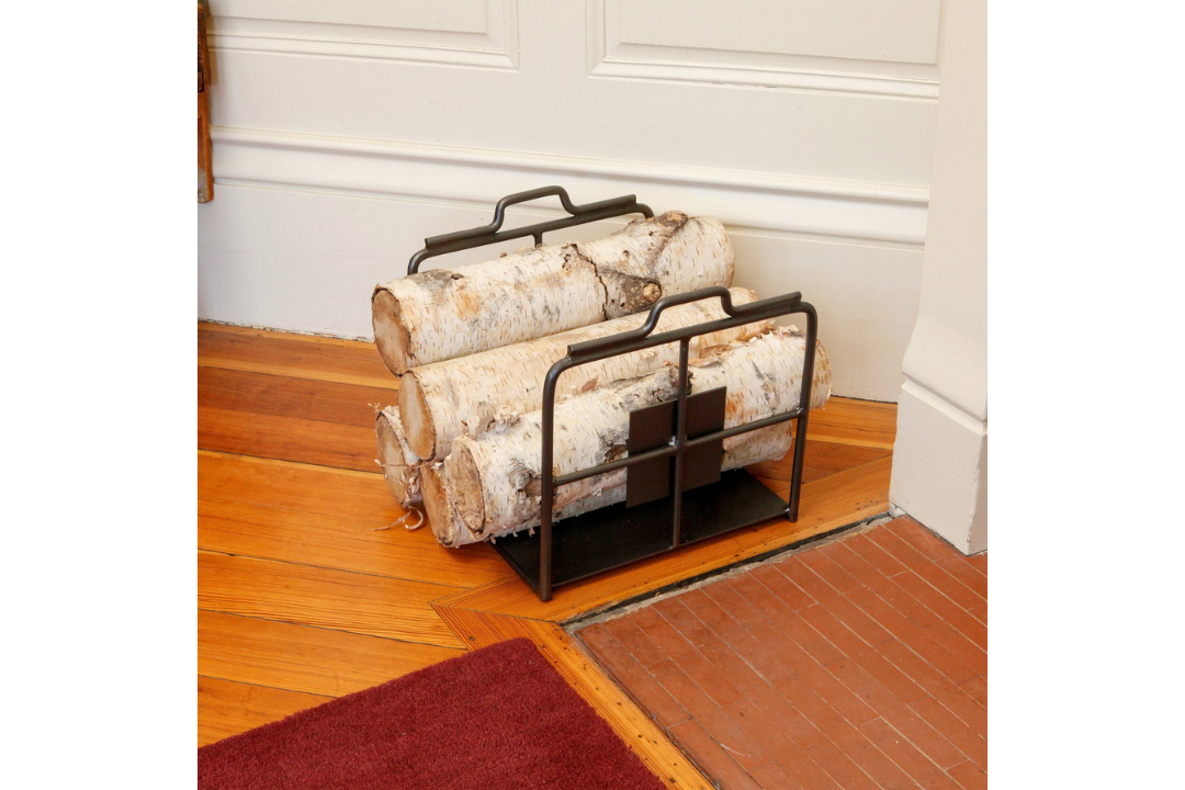 Wright Design Wood Holder with Optional Suede Log Carrier