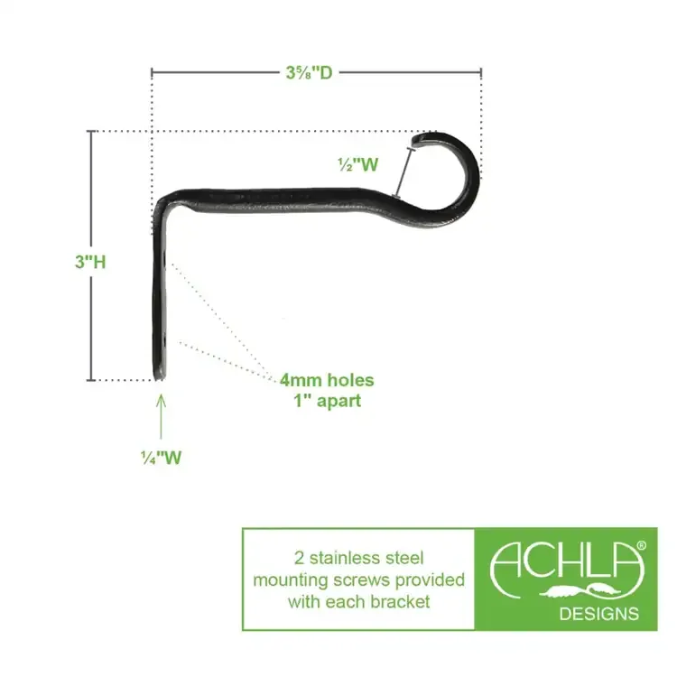 Wall Brackets for Garden Trellises 3 5/8" x 3" Specifications