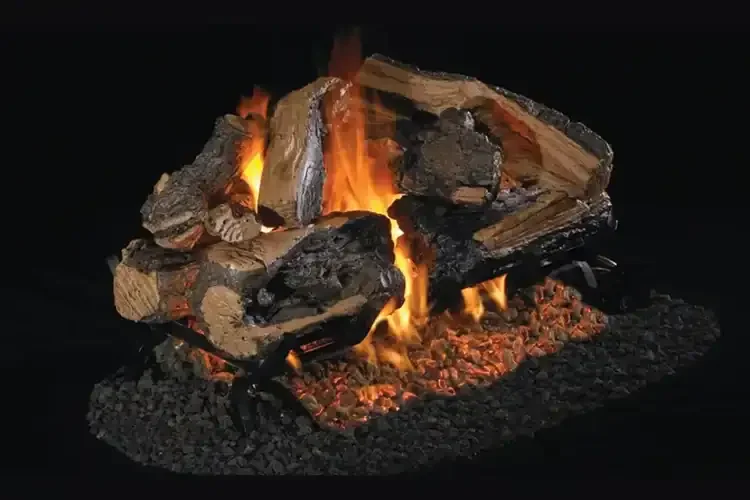 Real Fyre Charred Rugged Split Oak See-Thru Gas Log 24" Set with Burner
