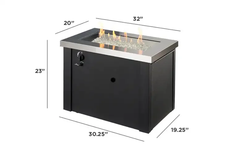 Providence Rectangular Gas Fire Pit Table Dimension