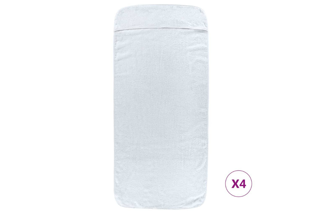 Soft Beach Towels 4 pcs – 60 x 135 cm in White with 400 GSM Cotton Blend