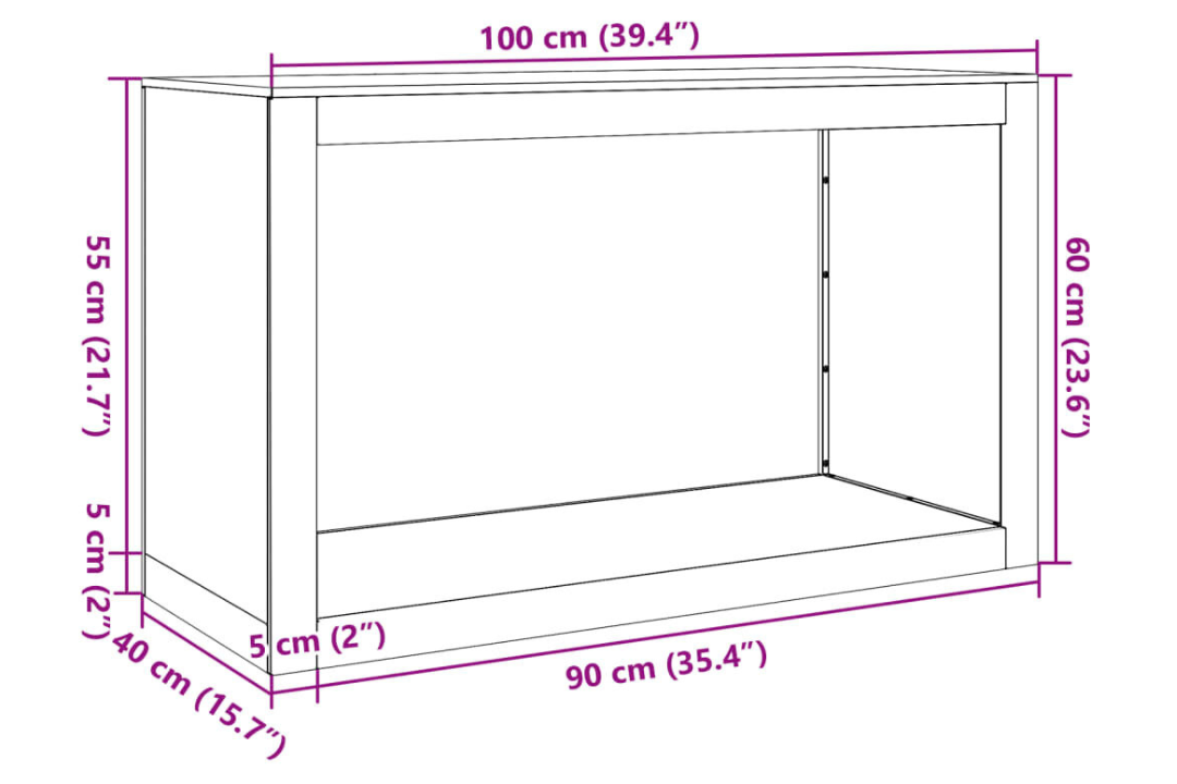 Firewood Rack 100 x 40 x 60 cm in Rusty Brown Made of Weathering Steel Specifications
