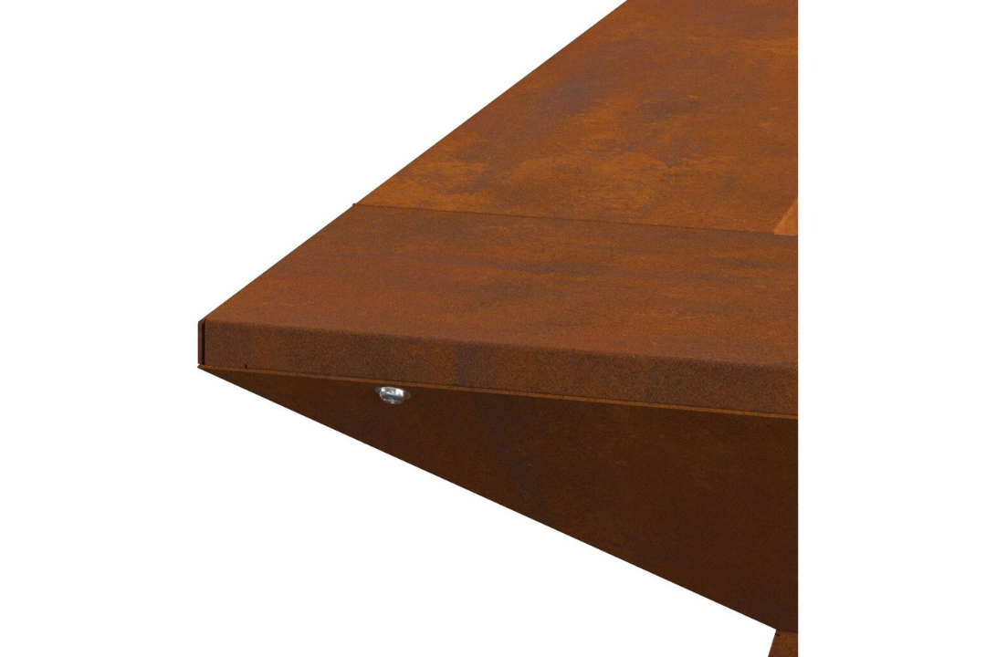 Minimalist Fire Pit 60 x 60 x 50 cm in Rusty Brown Weathering Steel