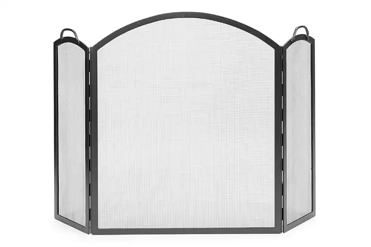 Arched Three-Fold Fireplace Screen – Wrought Iron, Graphite Finish