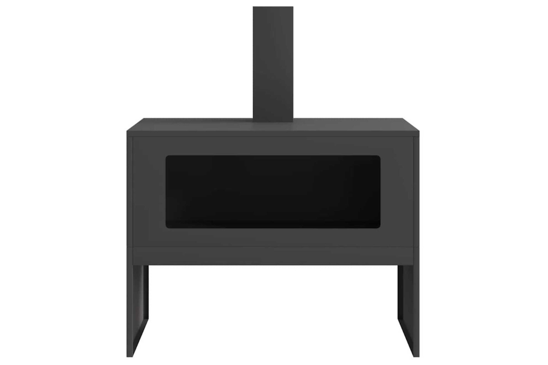 High-Quality Fire Pit with Chimney 80 x 50 x 96 cm in Black Cold-Rolled Steel