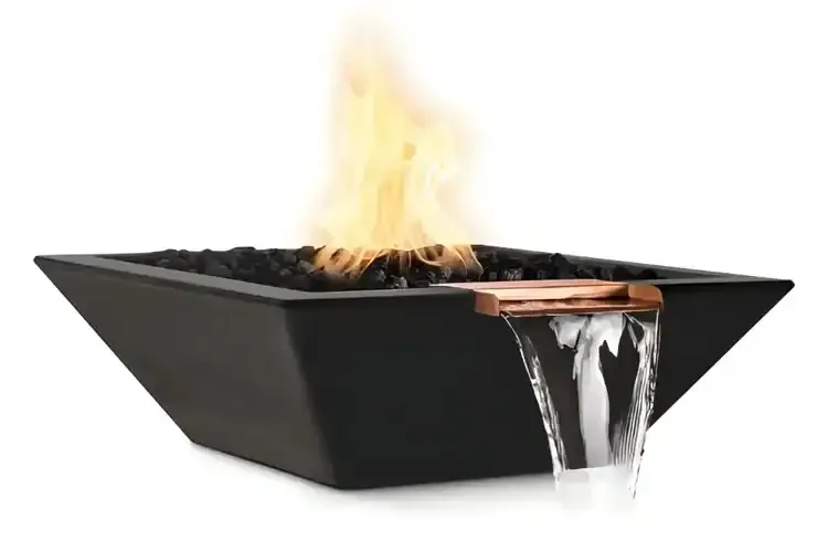30" Maya Fire & Water Bowl GFRC Concrete - Black
