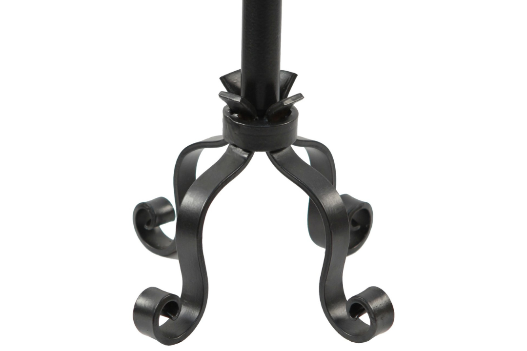 Maple Leaf Fireplace Tool Set – 35” Wrought Iron Tools with Decorative Stand Details in Graphite