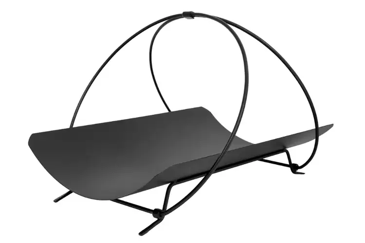 Petite Panier Log Basket – Wrought Iron Fireplace Wood Holder and Wrought Iron Handles