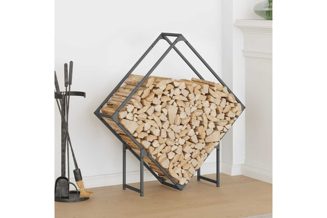 Firewood Rack 100 x 25 x 100 cm in Anthracite Made of Cold-Rolled Steel