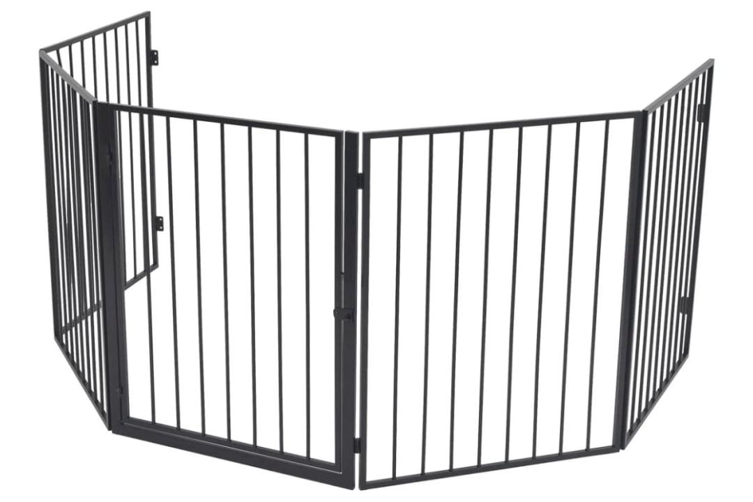 Pet Fireplace Fence Steel Black Made of Heavy-Duty Steel