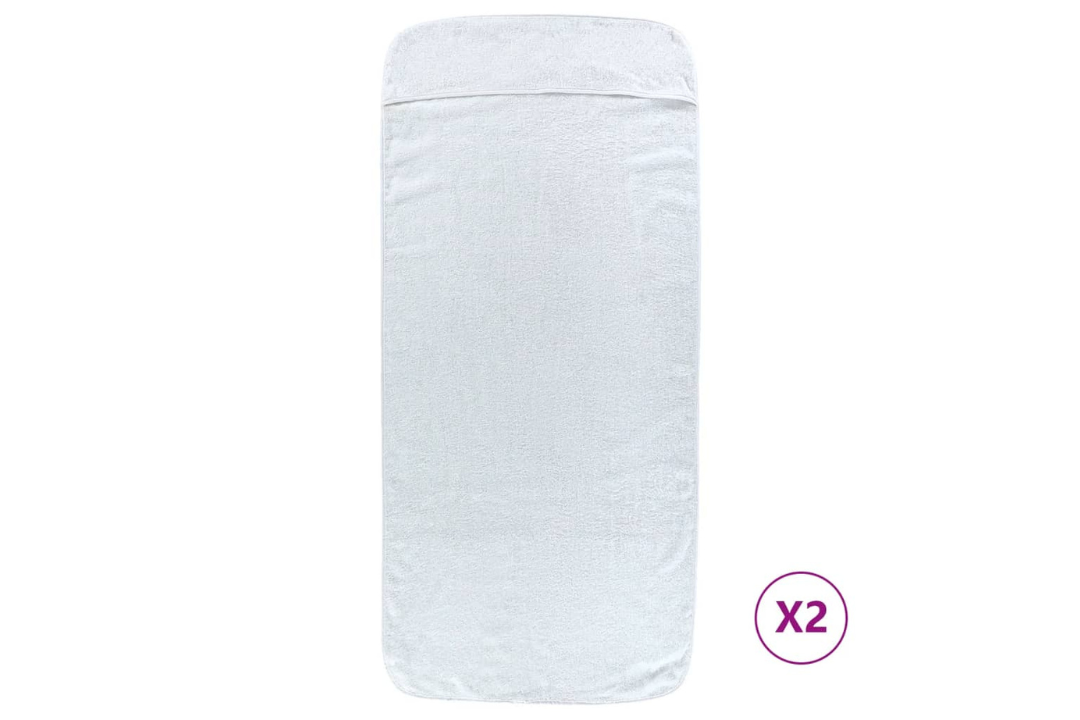 Beach Towels 2 pcs 75x200 cm Fabric 400 GSM in White with Quick Dry Feature