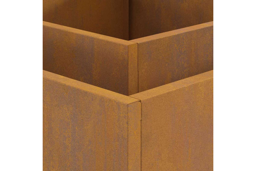 Textured Outdoor Fire Pit Square 80 x 80 x 40 cm in Rusty Brown Weathering Steel