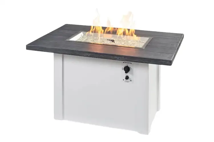 Havenwood White Rectangular 44" Gas Fire Pit Table