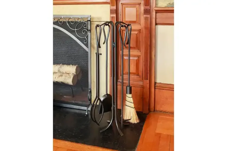 Hearth Hooks Fireplace Tool Set with Firm Grip Tongs