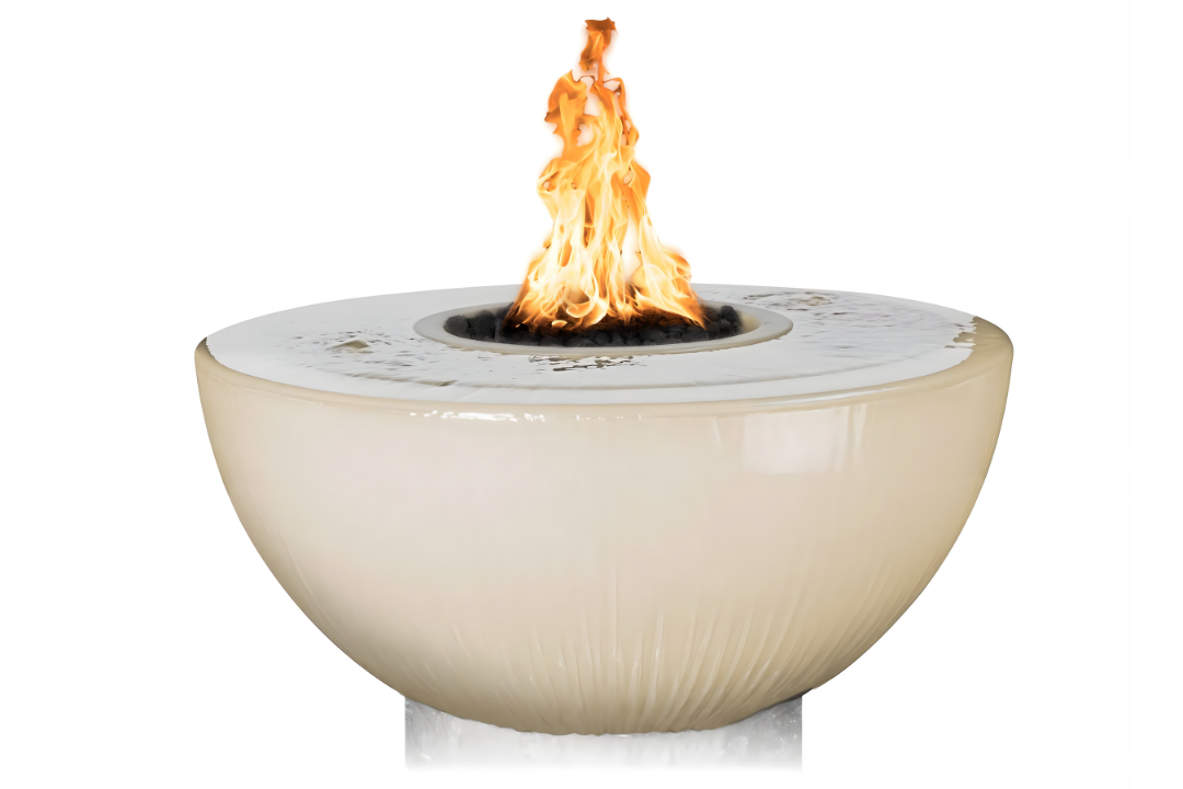 The Outdoor Plus 38" Sedona 360° Spill Fire & Water Bowl - Vanilla