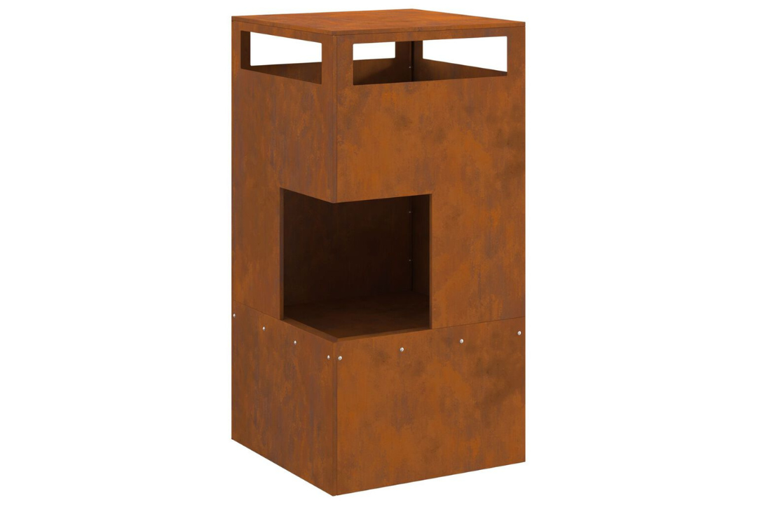 Fire Pit 50 x 50 x 100 cm Steel in Rusty Brown