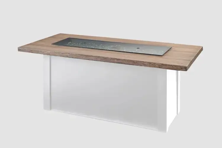 Havenwood 62" White Base Driftwood Top Gas Fire Pit Table Cover Included