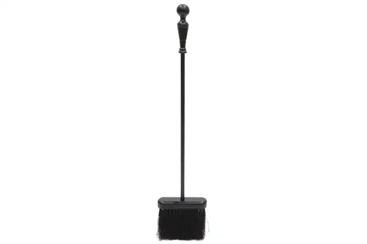 Plymouth Fireplace Tool Set – Cast & Wrought Iron, Black Powder-Coated Brush in Square Base