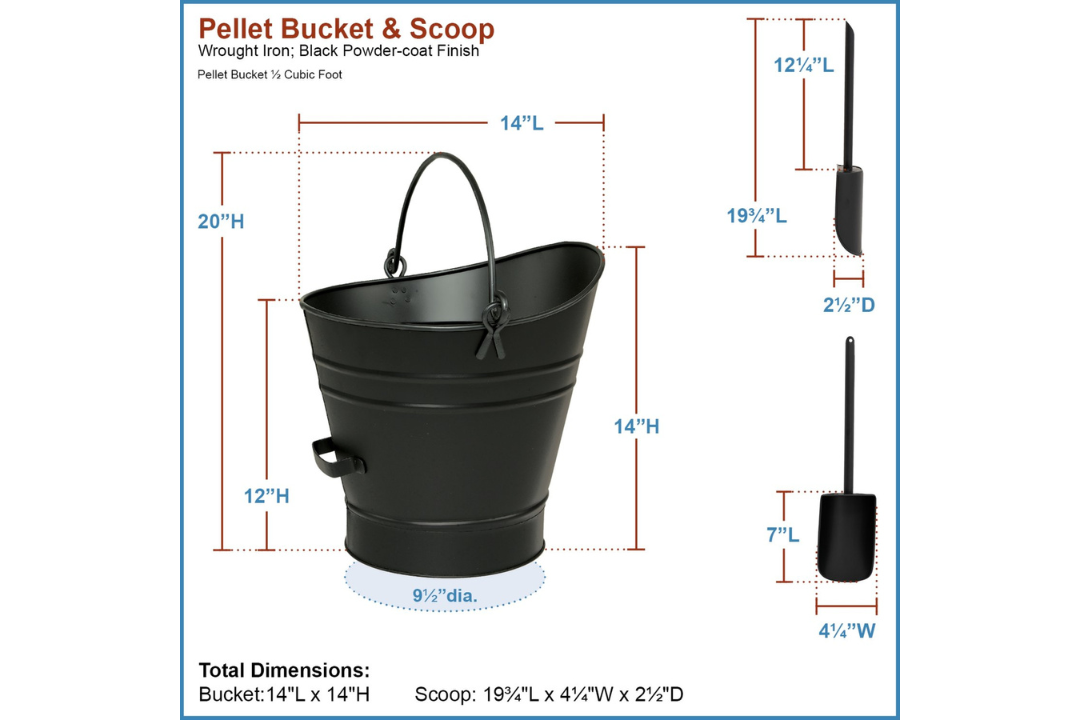 Traditional Coal Hod Pellet Bucket – Small with Scoop Specifications