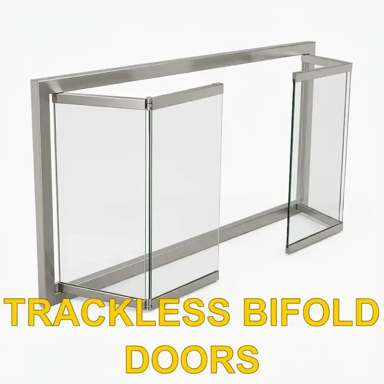 Brushed Satin Nickel Prefab Trackless Bifold Fireplace Door