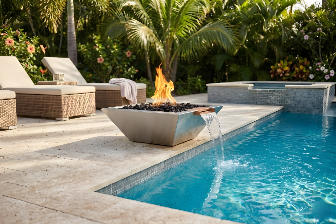 The Outdoor Plus 30" Maya Stainless Steel Fire & Water Bowl