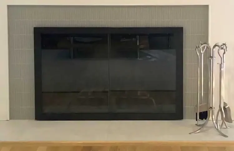 Newport 304 Stainless Steel Tool Set Paired With Black Fireplace Door