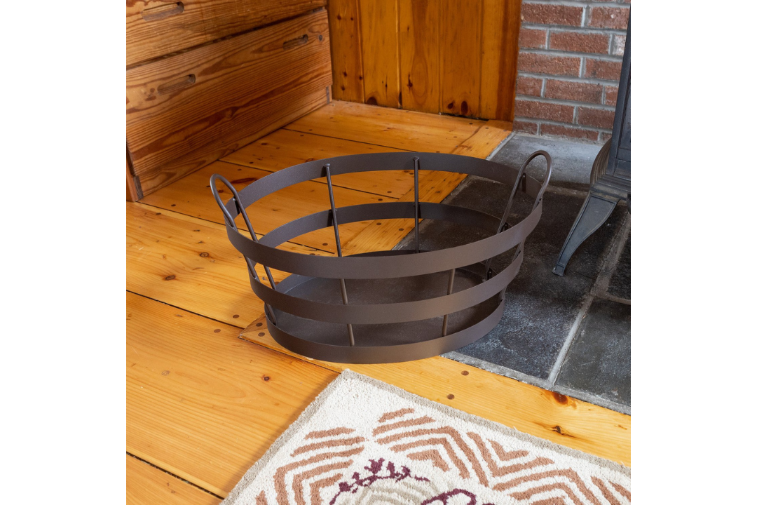 Shaker Log Bin in Roman Bronze Powder Coated Finish Durable Metal