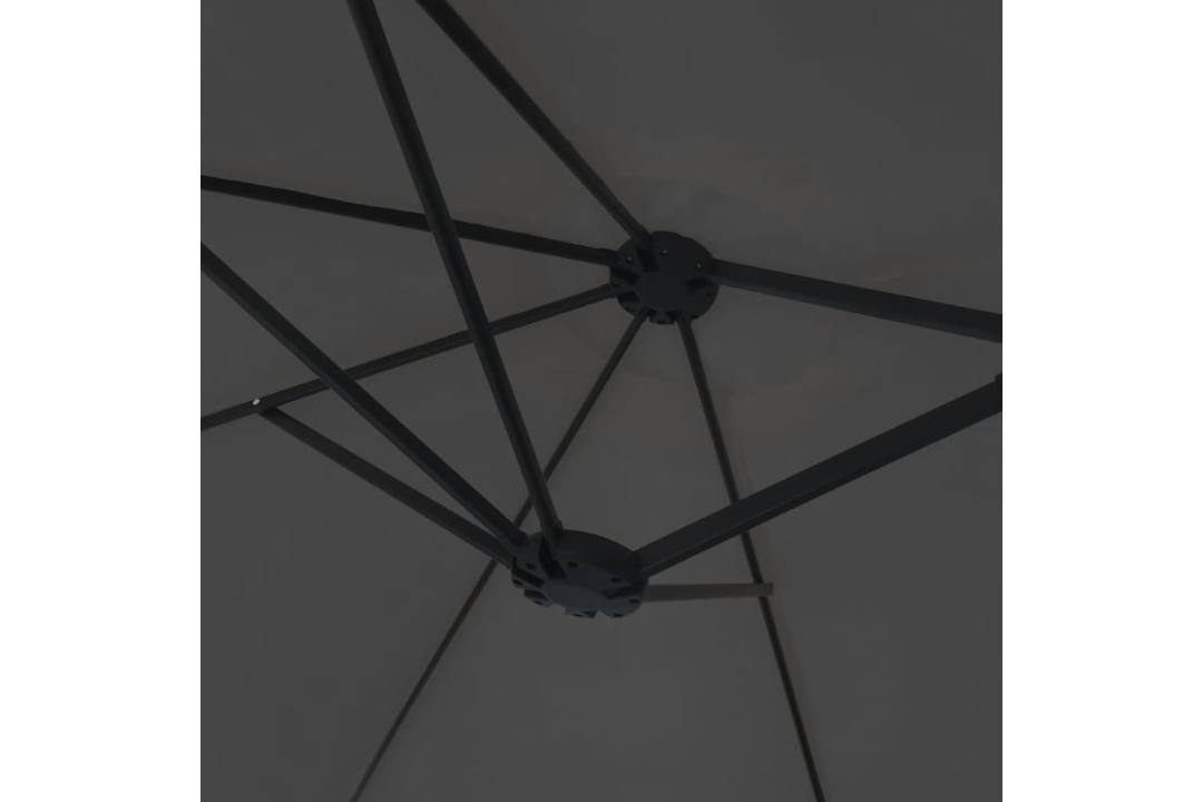 Double-Head Garden Parasol with LEDs 449x265 cm in Anthracite Ribs with Powder Coated Iron