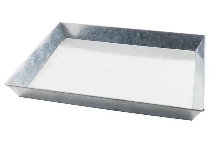 Ash Pan for Small Grates – 24-Gauge Galvanized Steel in Silver Gray Finish