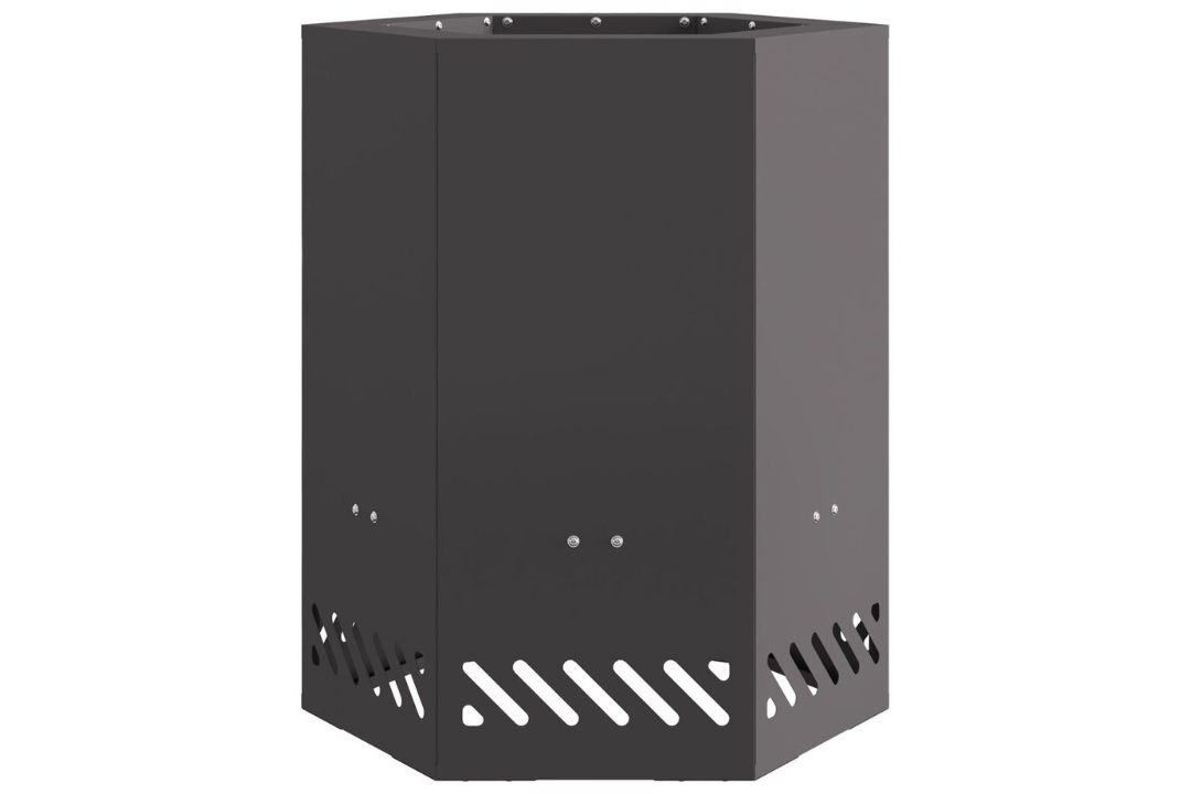 Smokeless Fire Pit Hexagonal 38 x 38 x 51 cm in Black Powder-Coated Finish Cold-Rolled Steel