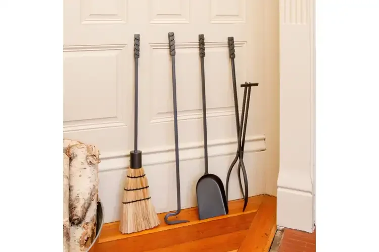 Wright Design Fireplace Tool Set with Graphite Powder Coated Finish