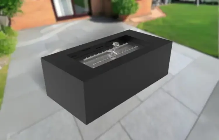 HPC Tejas Black Rectangular Fire Pit Enclosure Electronic Ignition Series