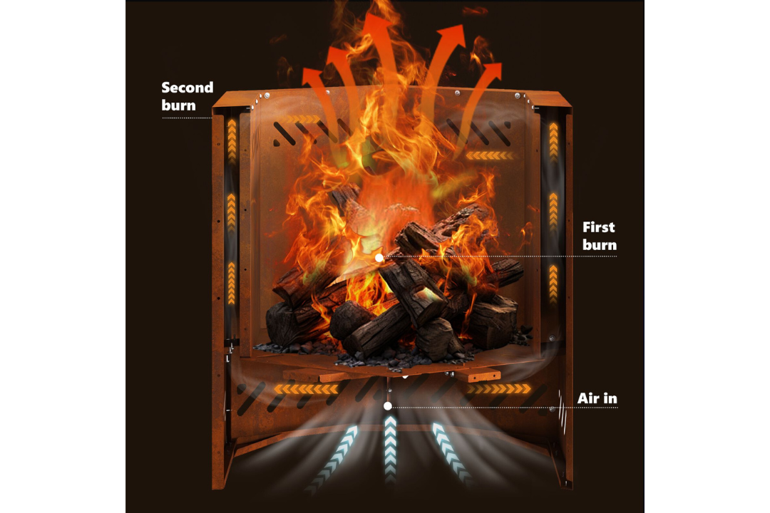 Smokeless Fire Pit Hexagonal 48 x 48 x 51 cm in Rusty Brown Weathering Steel Parts