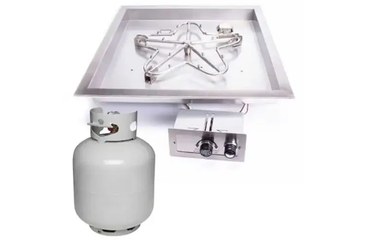 HPC Square Bowl Fire Pit Insert Push Button Ignition Small Tank