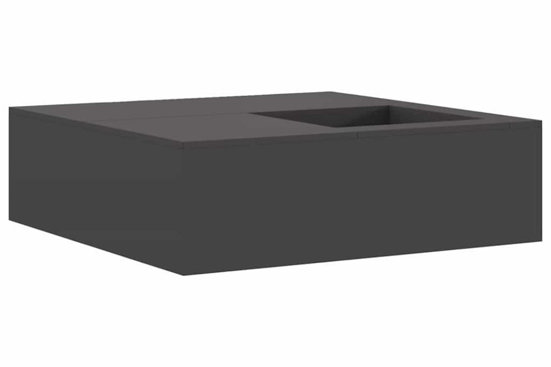Fire Pit with Log Storage 100 x 100 x 30 cm in Black Powder-Coated Finish Cold-Rolled Steel
