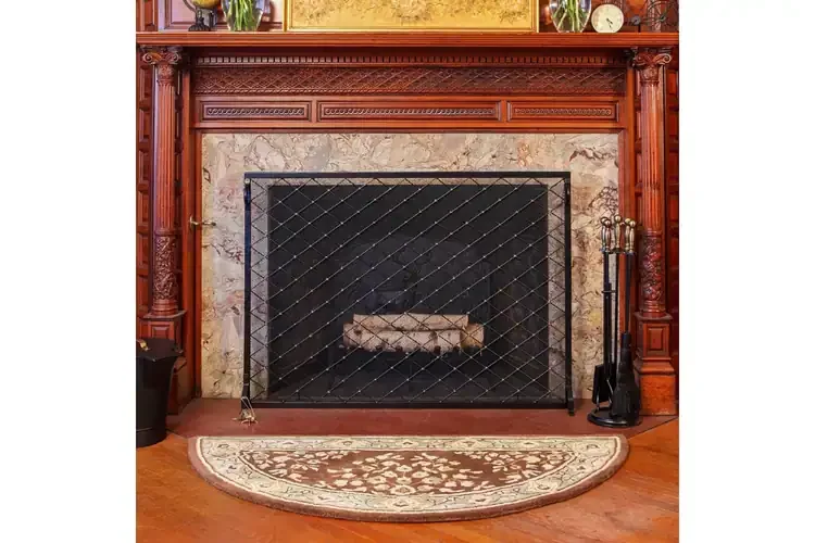Harlequin Flat Fireplace Screen in 50” x 36” Made of Wrought Iron