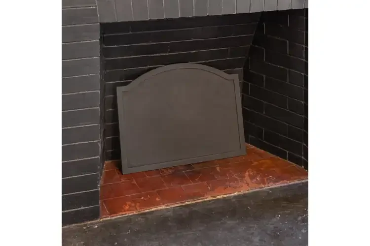 Large Plain Cast Iron Fireback – Matte Black Heat Reflector for Fireplaces Durable