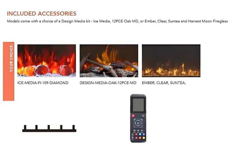 Amantii Symmetry Bespoke Electric Fireplace Decorative Media Options
