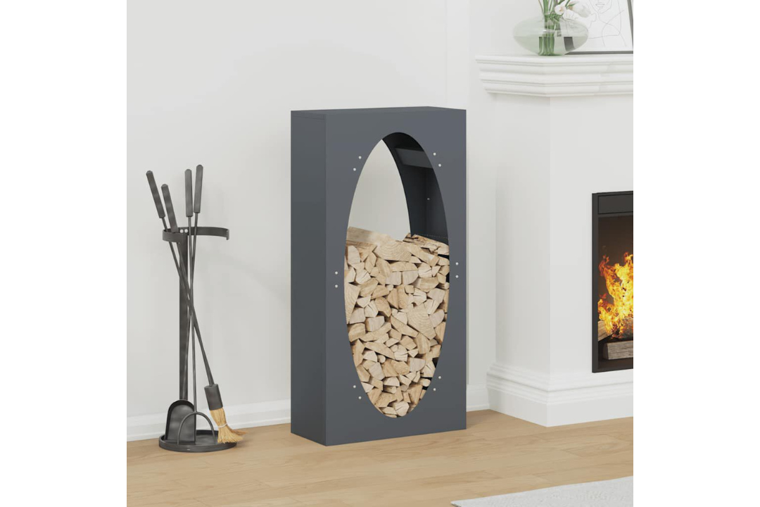 Firewood Rack 50 x 23 x 100 cm in Anthracite Made of Cold-Rolled Steel
