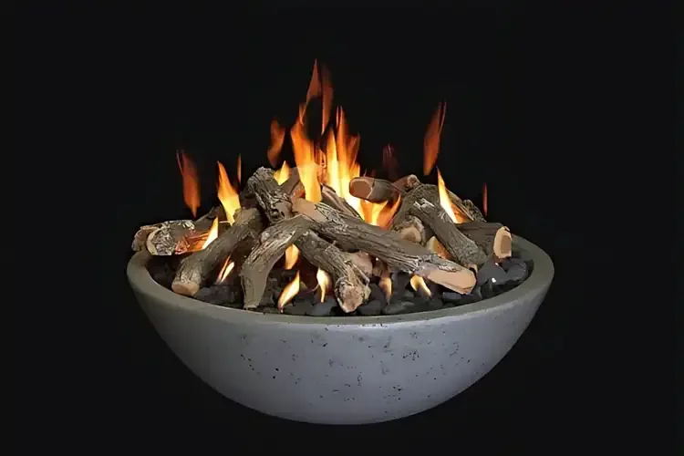 Grand Canyon Gray 39" x 13" Concrete Gas Fire Bowl with Burner