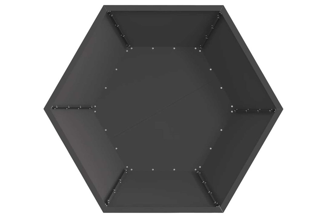 Durable Fire Pit Hexagonal Black Cold-Rolled Steel – Outdoor Wood Burning in 100 x 100 x 28 cm