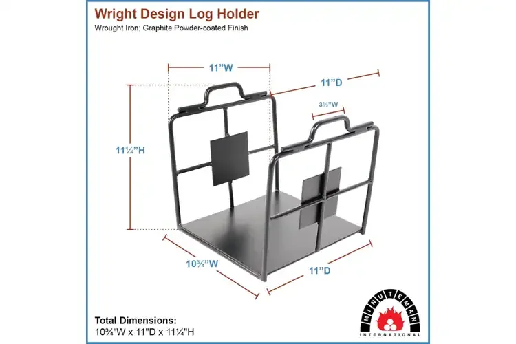 Wright Design Wood Holder with Suede Log Carrier Specifications