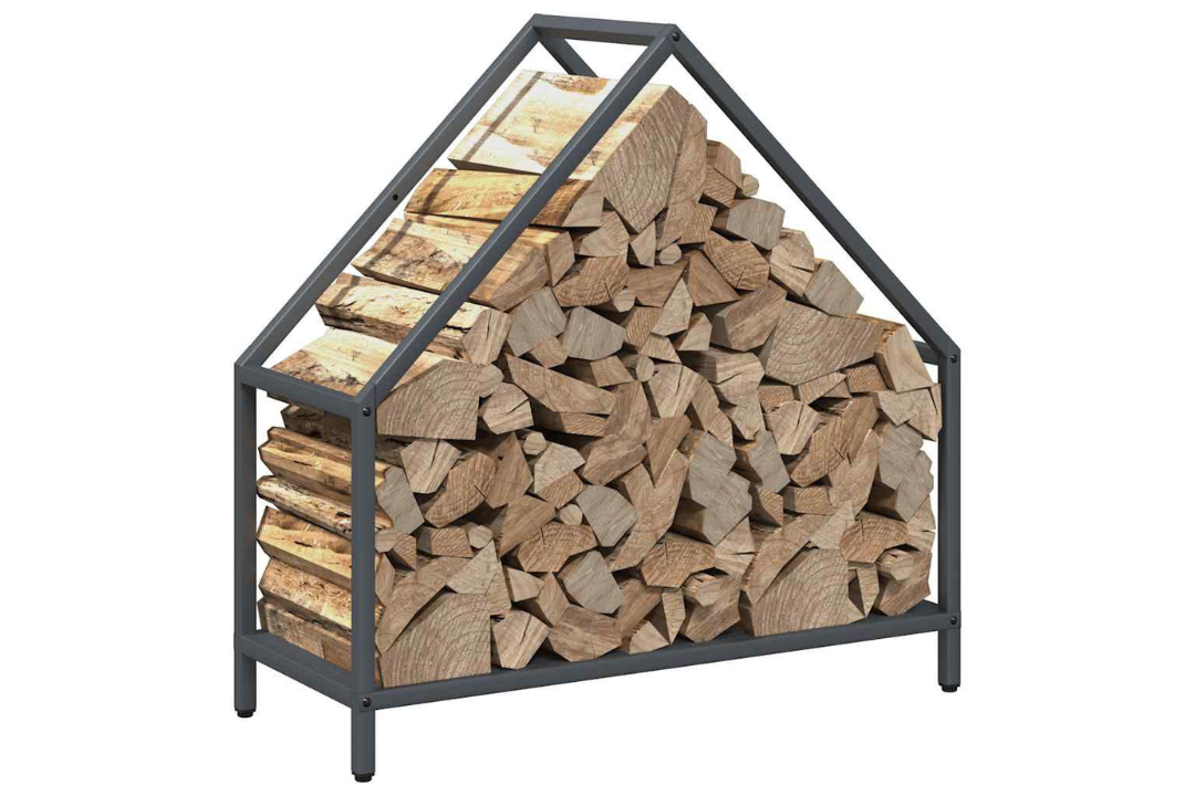 Heavy-Duty Firewood Rack 60 x 25 x 60 cm in Anthracite Made of Cold-Rolled Steel