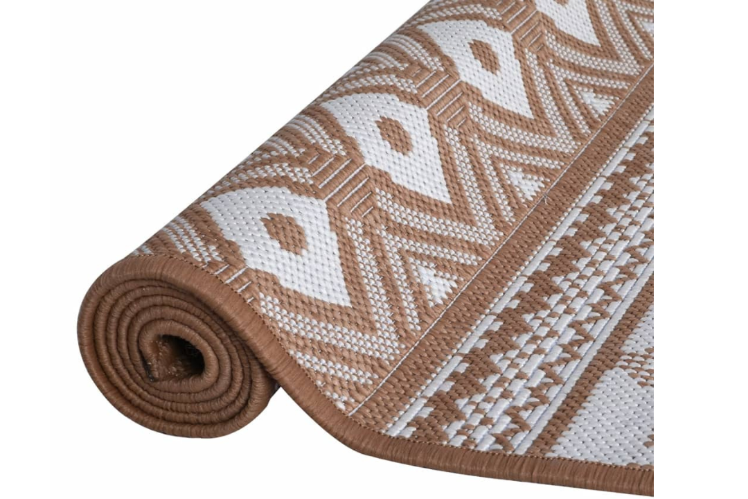 UV-Resistant Outdoor Rug Brown and White 80 x 150 cm Reversible Polypropylene