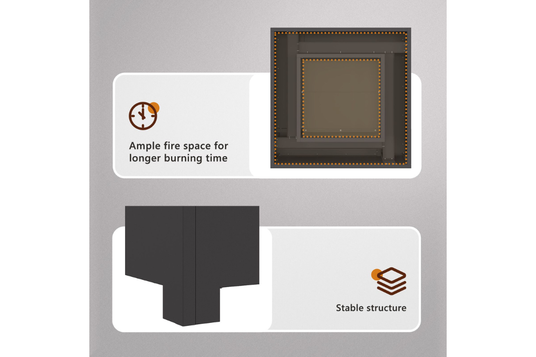 Features Fire Pit Square 60 x 60 x 30 cm in Black Cold-Rolled Steel