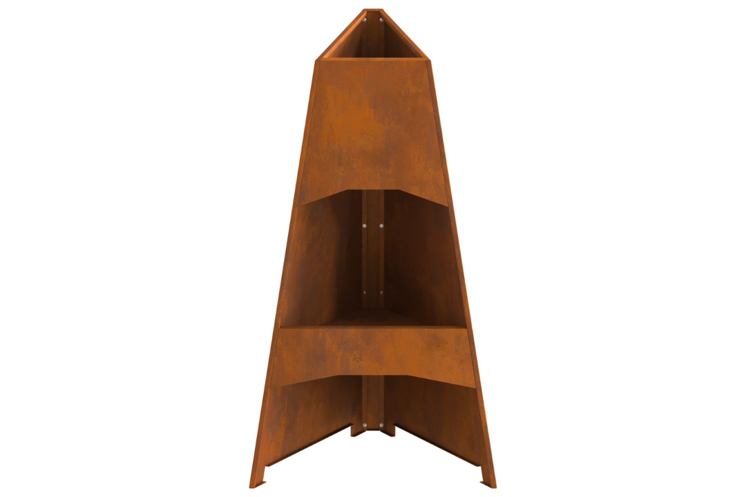 Stylish Fire Pit Pyramid 50 x 45 x 95 cm Steel in Rusty Brown Weathering Steel