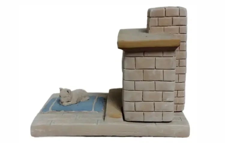 Holiday Country Hearth with Grey Cat Incense Burner - Side View