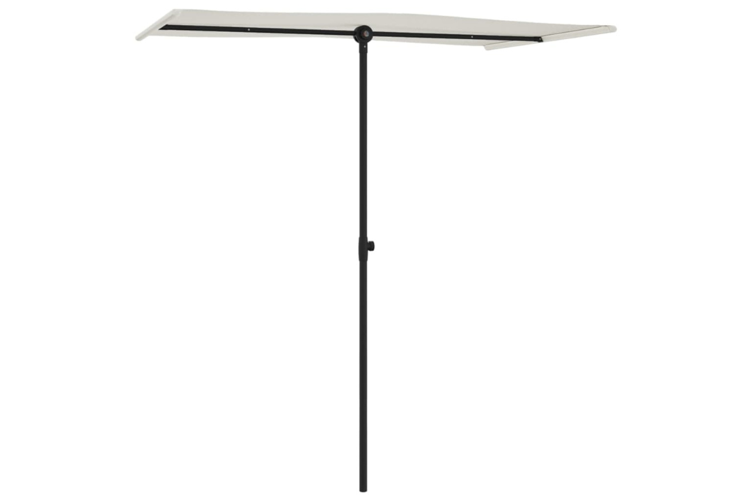 Garden Parasol 180x110 cm with Aluminum Pole in Sand White Made from 100% Polyester Fabric