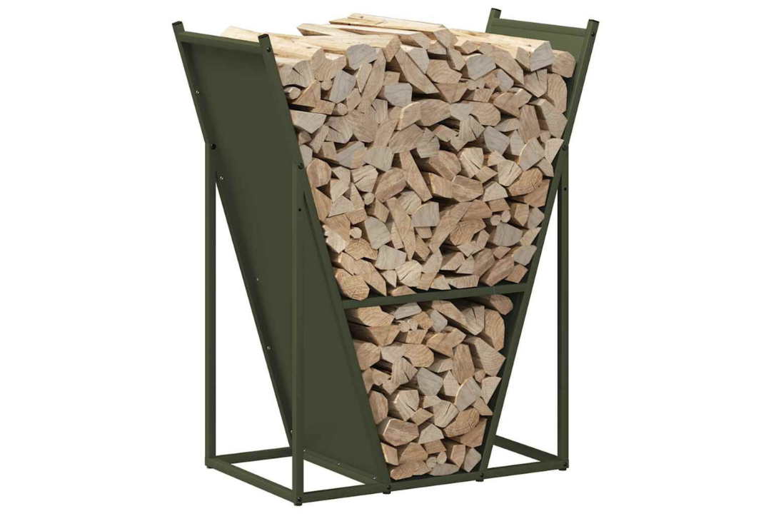 Heavy-Duty Firewood Rack 69.5 x 35 x 81 cm in Olive Green Made of Cold-Rolled Steel